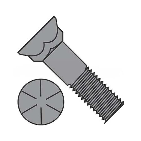 Usa Industrials Plow Bolt, 1/2"-13 Thrd Sz, 2" L, Flat Head, Steel, Plain BULK-BOLT-2359